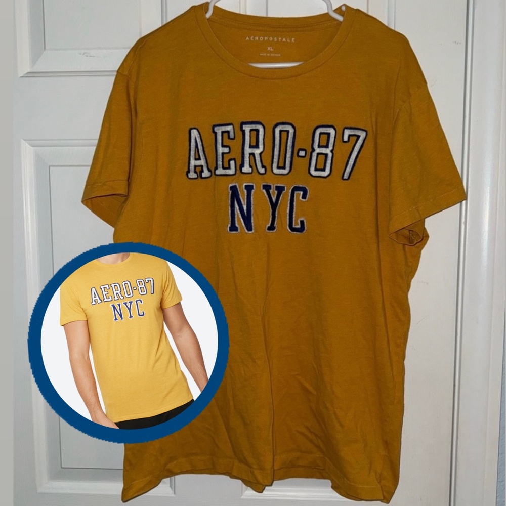 Aeropostale Men's Mustard Graphic Tee